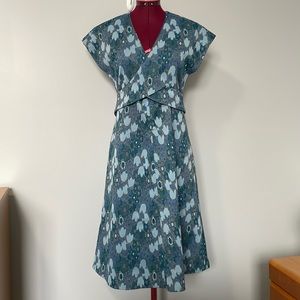 Vintage Handmade Wrap Dress in blue/teal florals